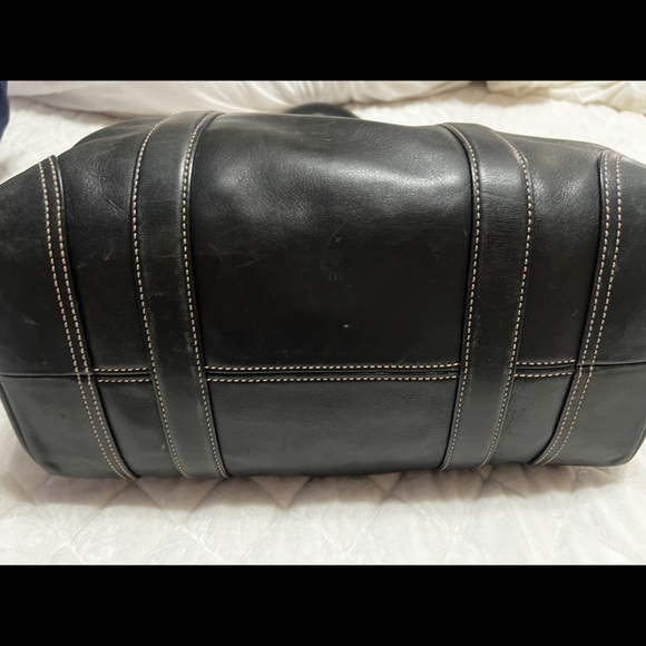 COACH SHOULDER SATCHEL TOTE BAG BLACK LEATHER ZIP GREAT BUY - Picture 4 of 10
